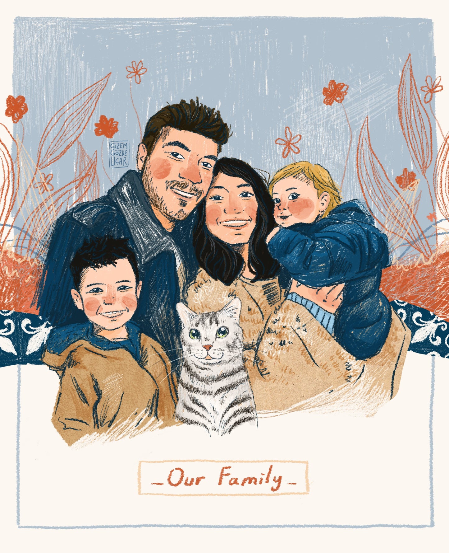 An Illustrated Family Portrait (A4 Print)