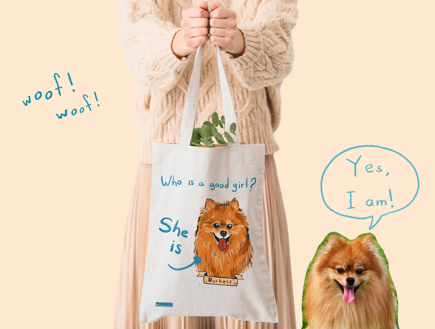 Illustrated Pet Tote Bag